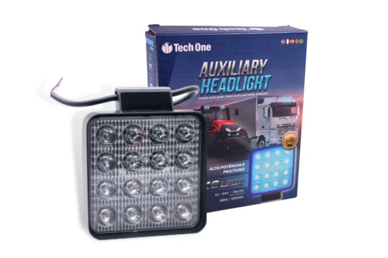 Farol Auxiliar de Led 12/24V 12000K 16 Leds Azul Quadrado